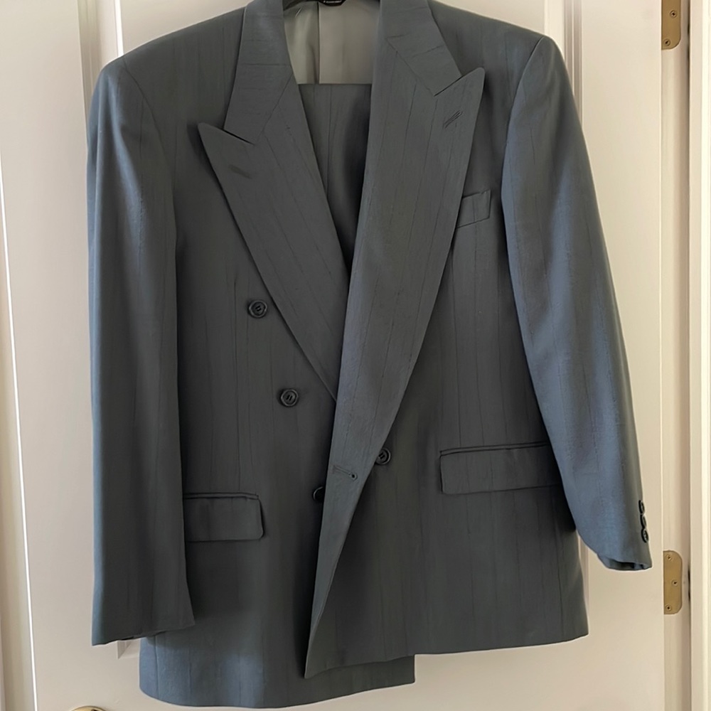 Saks fifth Avenue grey suit with pants. Double breasted. Vintage